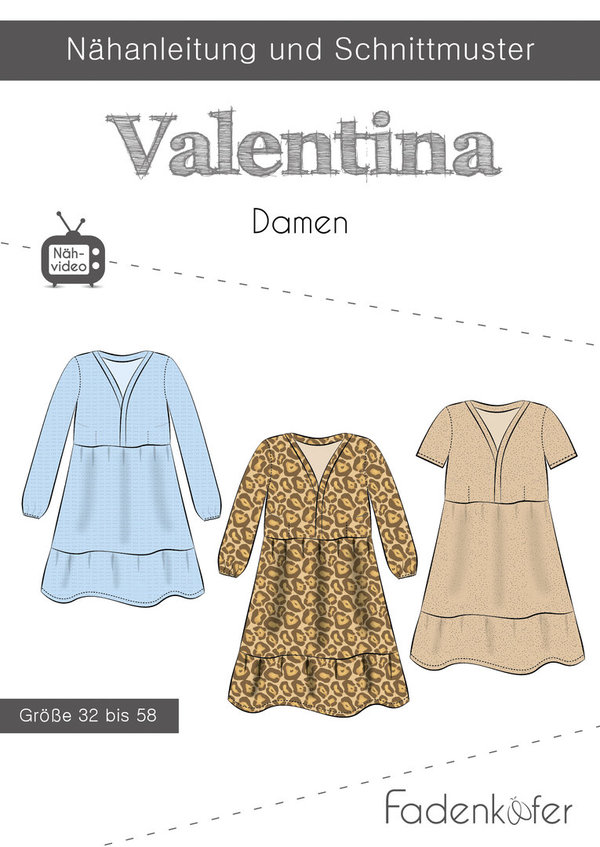 Valentina, Kleid, Damen, Boho, Fadenkäfer, Papierschnittmuster, Größe 32 - 58